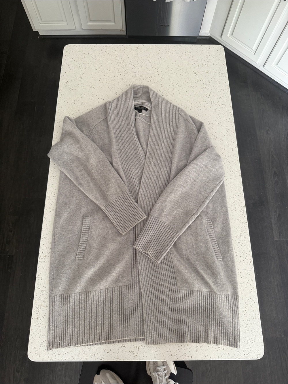 Banana Republic Light Gray Cashmere Ribbed Cardigan